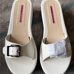 C Label White Mules with Black Buckle, size 9